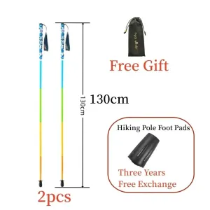 2PCS Carbon Fiber Five Section Folding Hiking Stick Ultra Lightweight Portable Hiking Stick Walking Pole（s) Hiking Accessories