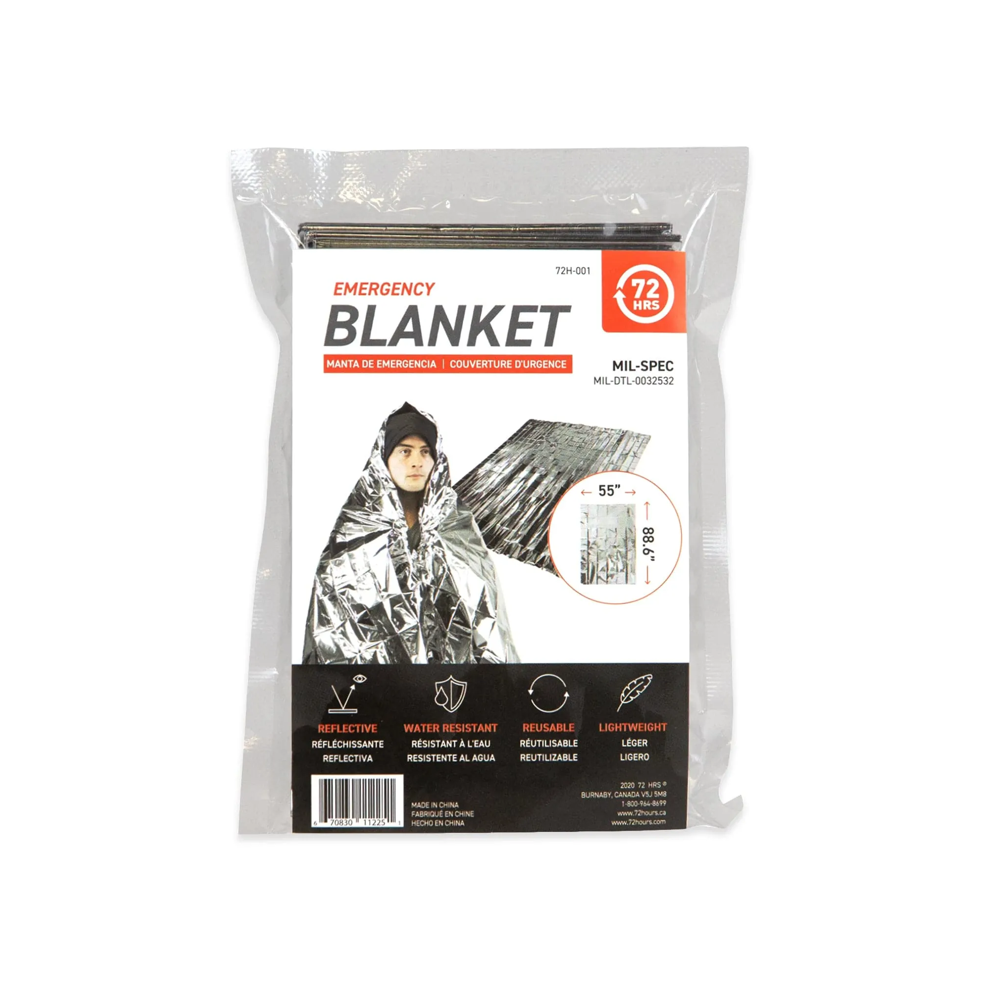 72HRS Extra Large MIL-SPEC Emergency Mylar Thermal Blanket