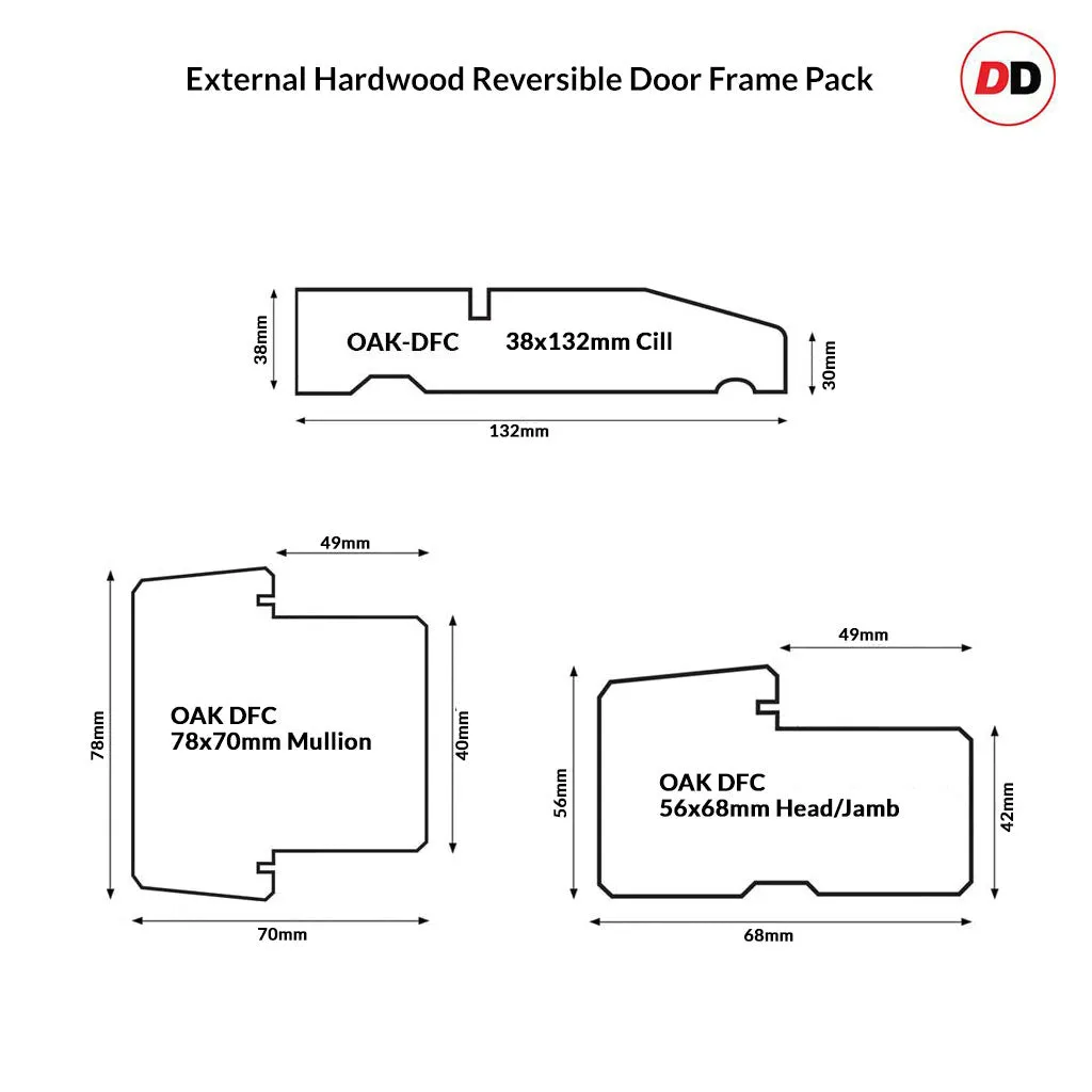 Balham External Hardwood Front Door and Frame Set - Frosted Double Glazing - One Unglazed Side Screen