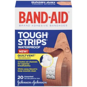 Band-Aid 004834 Tough-Strips, Waterproof, Assorted Sizes.  Box of 20