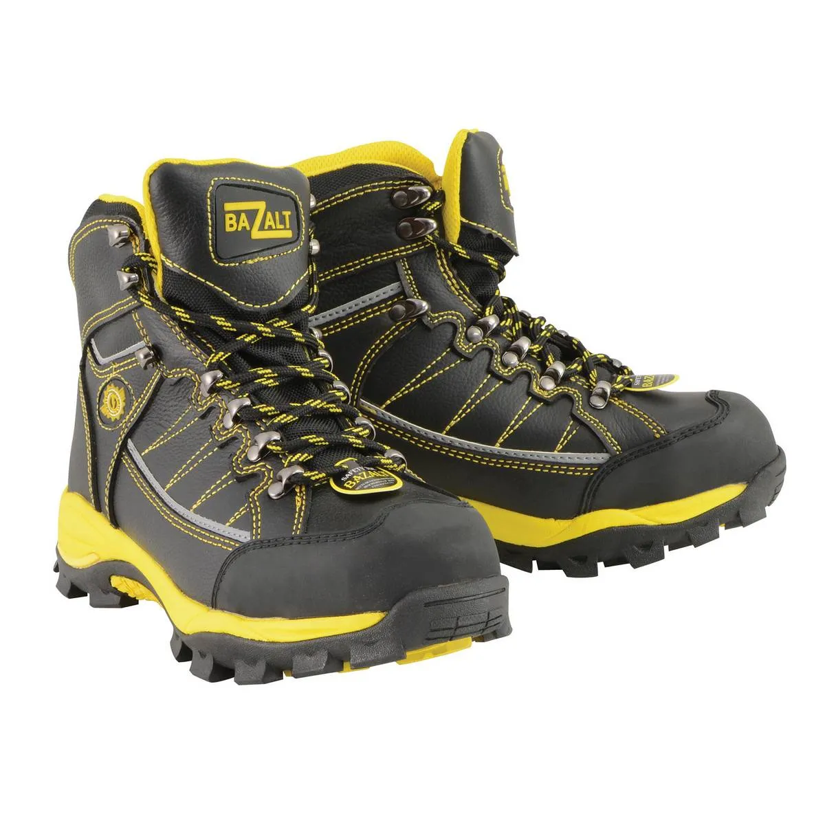 Bazalt MBM9123ST Men's Black with Yellow Water and Frost Proof Leather Boots with Composite-Toe