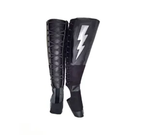 Black Aerial boots w/ Silver metallic ZIGGY Bolt   Suede Grip