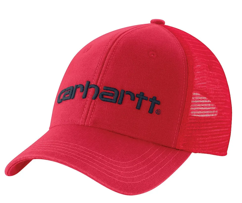 Carhartt Canvas Mesh-Back Logo Graphic Cap | Black, Fire Red