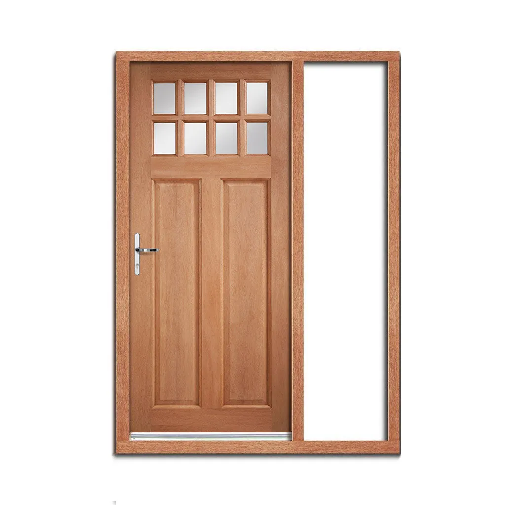 Chigwell External Hardwood Front Door and Frame Set - Clear Double Glazing - One Unglazed Side Screen