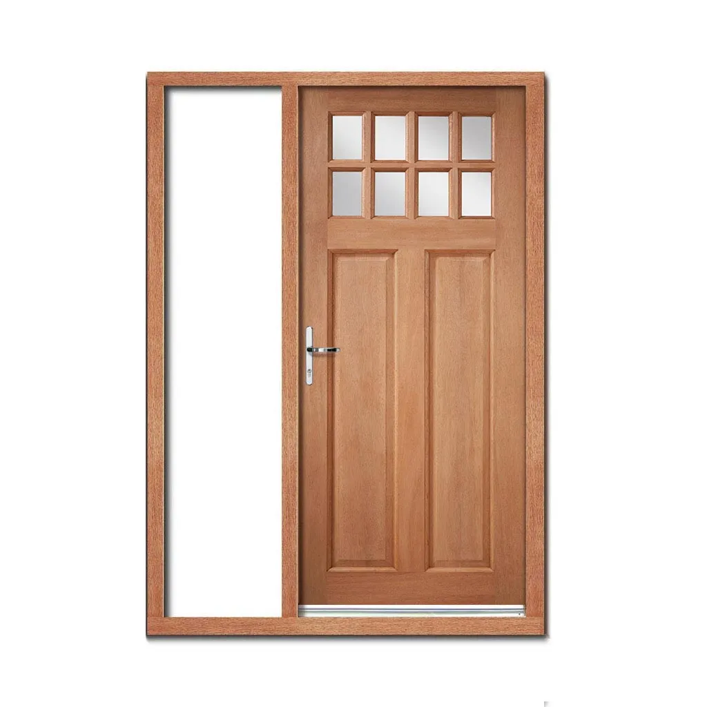 Chigwell External Hardwood Front Door and Frame Set - Clear Double Glazing - One Unglazed Side Screen