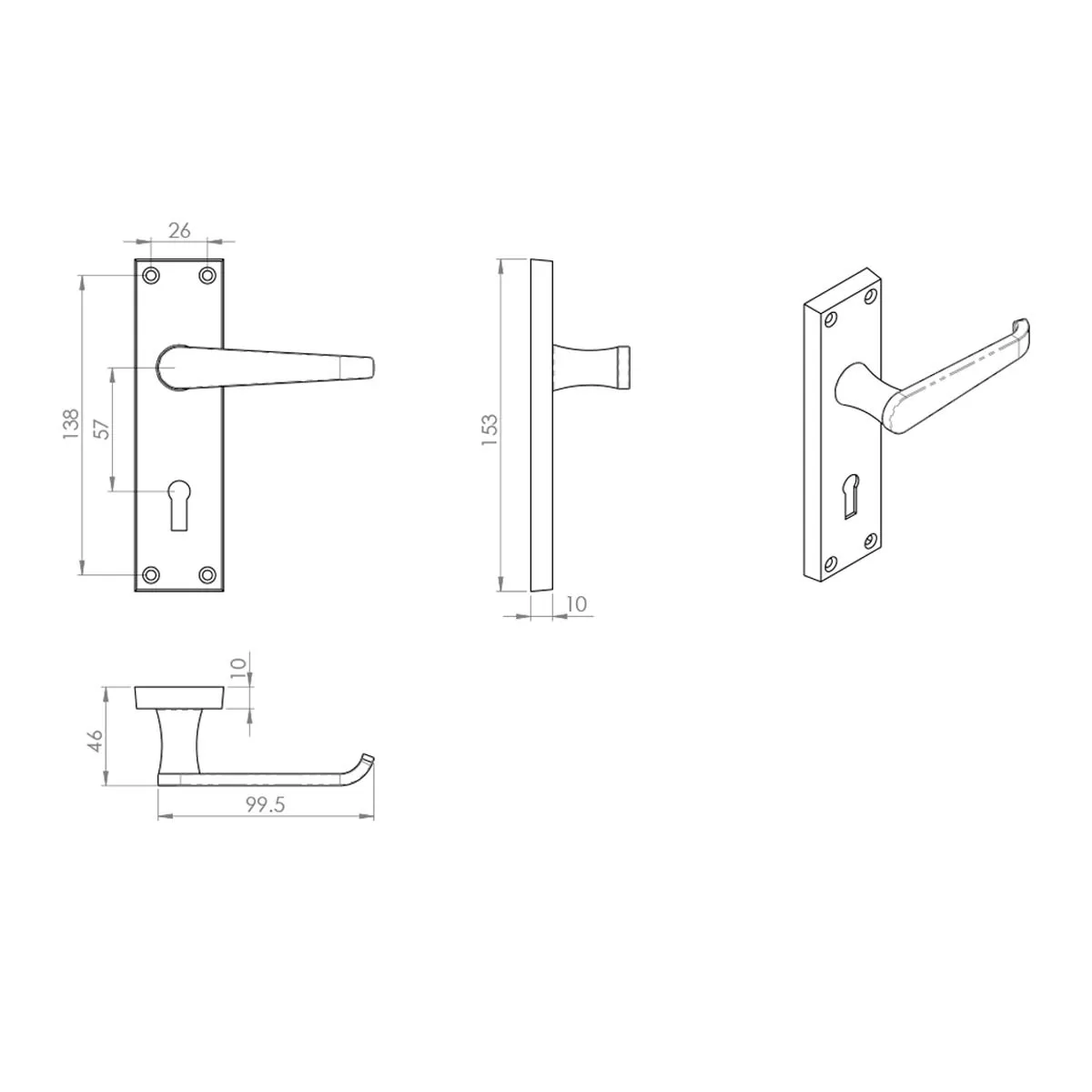 Double Door CBV30 Victorian Suite Lever Lock Brass - Combo Handle & Accessory Pack