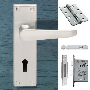 Double Door CBV30 Victorian Suite Lever Lock Satin Chrome - Combo Handle & Accessory Pack