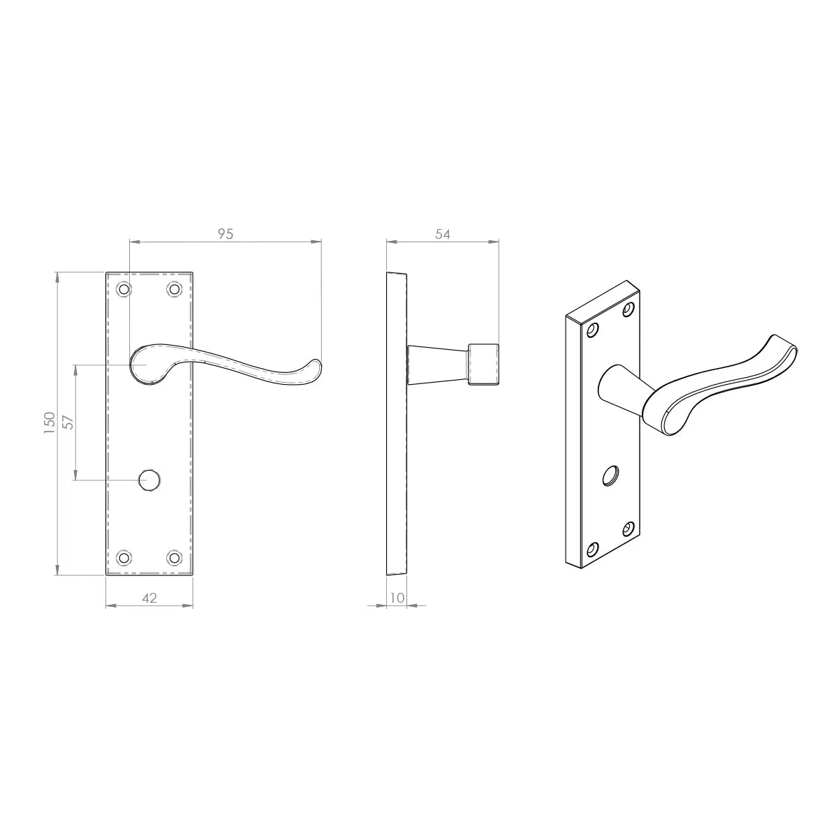 Double Door DL54 Victorian Scroll Suite Lever Lock Polished Brass - Combo Handle & Accessory Pack