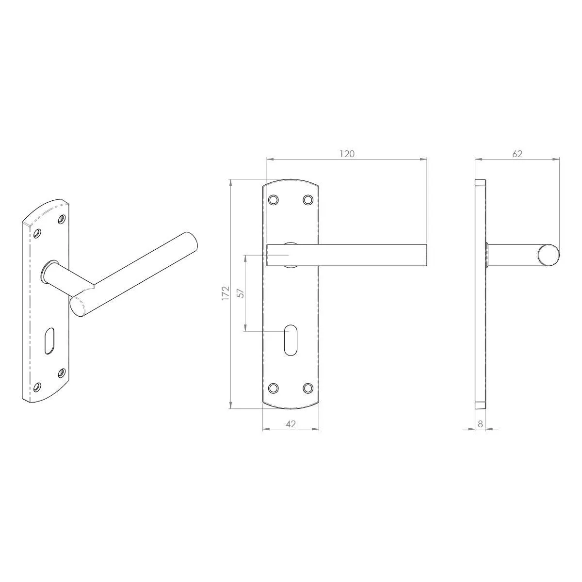 Double Door Steelworx CSLP1164P/SSS T-Bar Lever Lock Satin Stainless Steel - Combo Handle & Accessory Pack