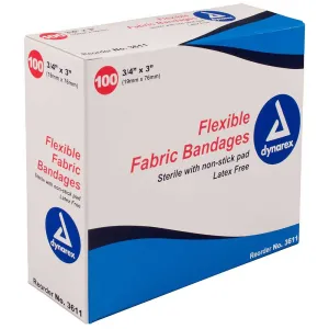 Dynarex 3611 Flexible Fabric Adhesive Bandage, Case of 2400