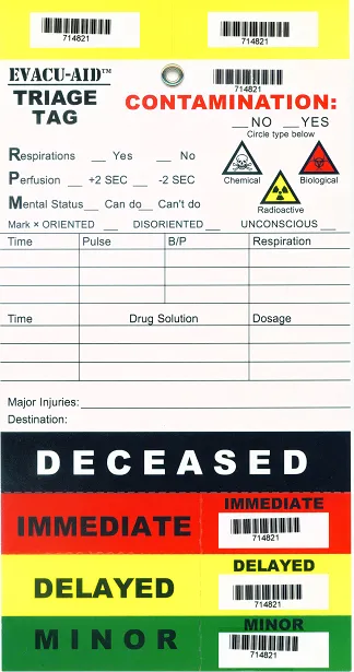 EVACU-AID™ Triage Tags, Pack of 50