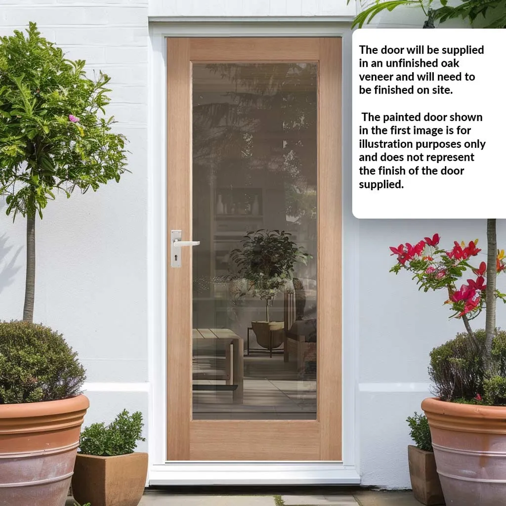 External Shaker 1L Oak Back Door - Clear Double Glazing