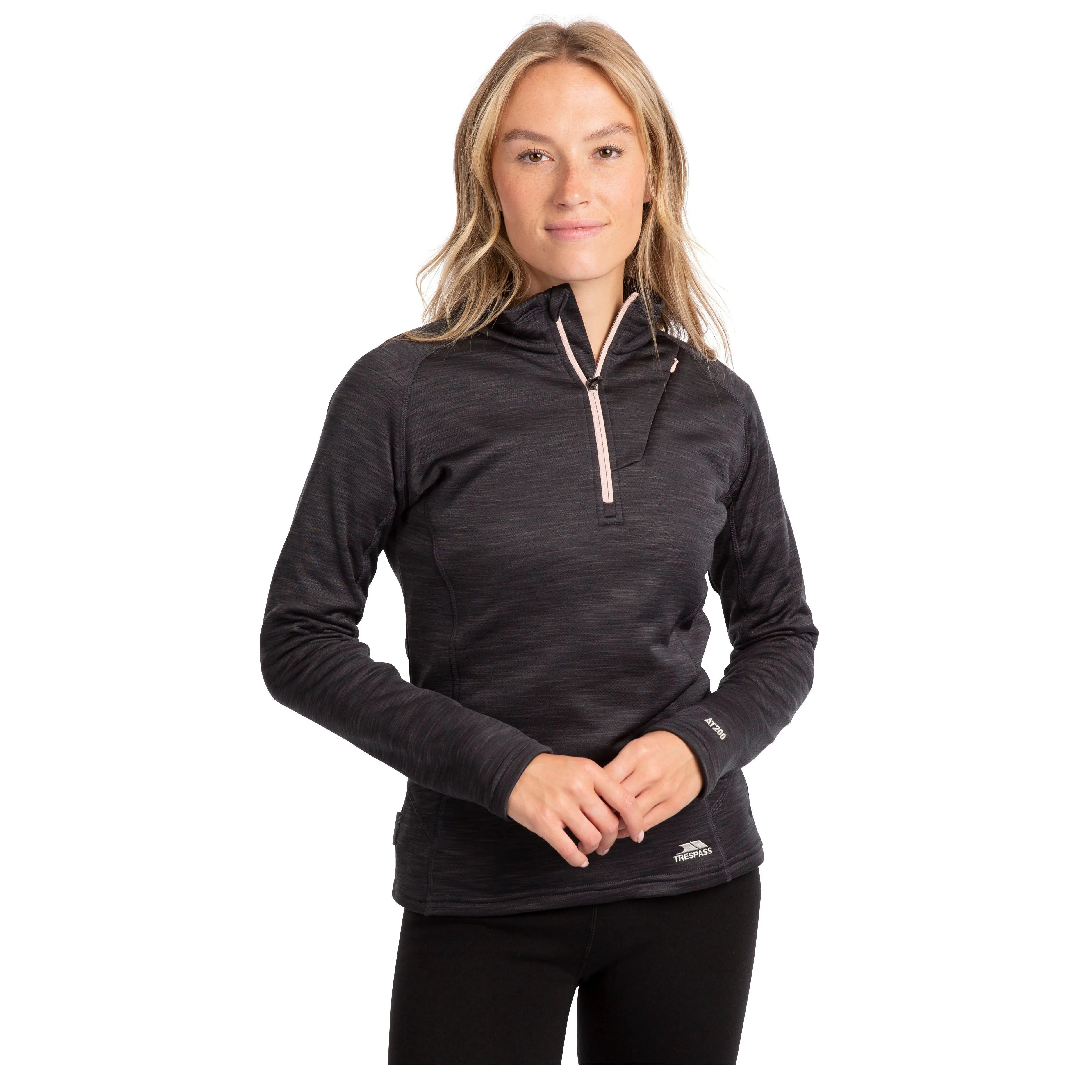 Fairford Women's Half Zip Fleece Top in Black Marl