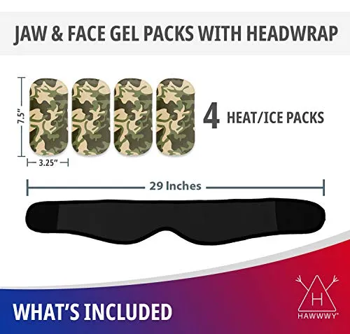 Hawwwy Head Wrap Pain Reliever (1 Wrap, 4 Reusable Hot Cold Gel Packs) Perfect for Wisdom