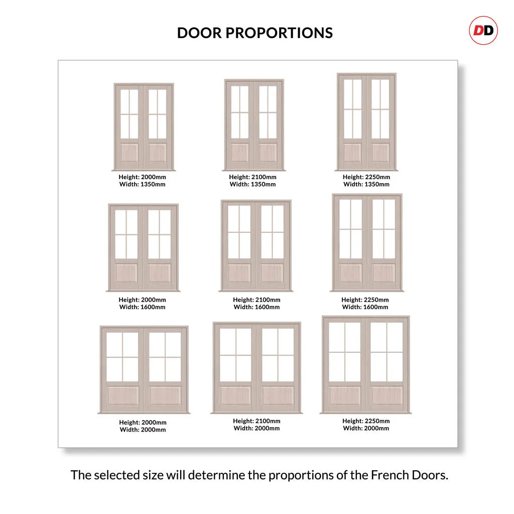 Made to Measure External Ascot Traditional French Doors - 57mm Thick, Six Colour Options - Double Glazing