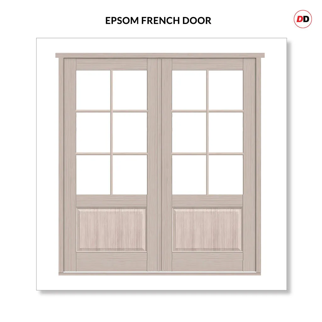 Made to Measure External Epsom Traditional French Doors - 57mm Thick, Six Colour Options - Double Glazing