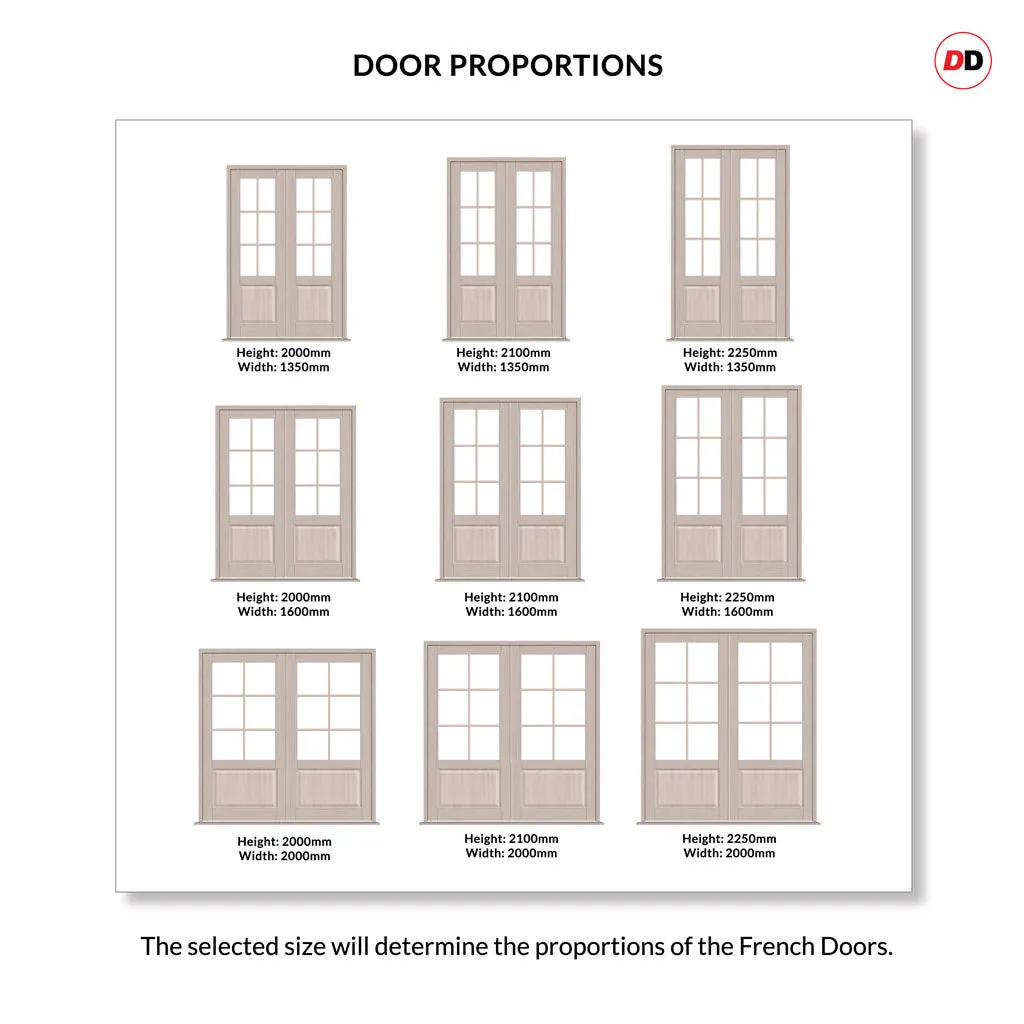 Made to Measure External Epsom Traditional French Doors - 57mm Thick, Six Colour Options - Double Glazing