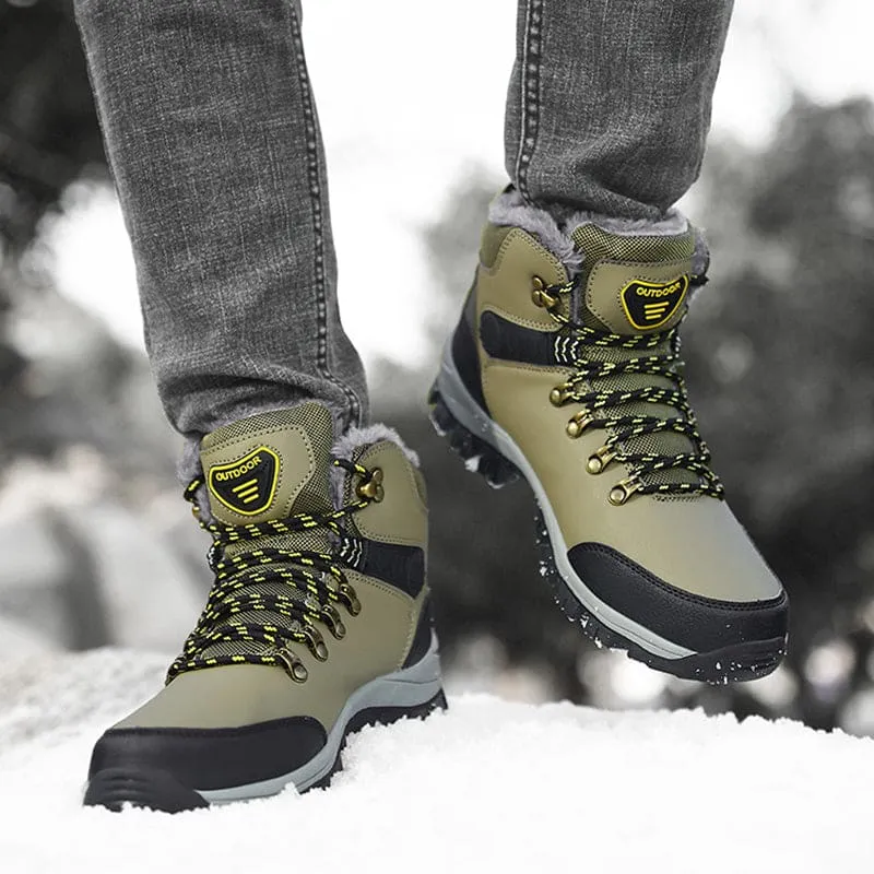 Men Waterproof Lace-Up Front Thermal Lined Hiking Boots