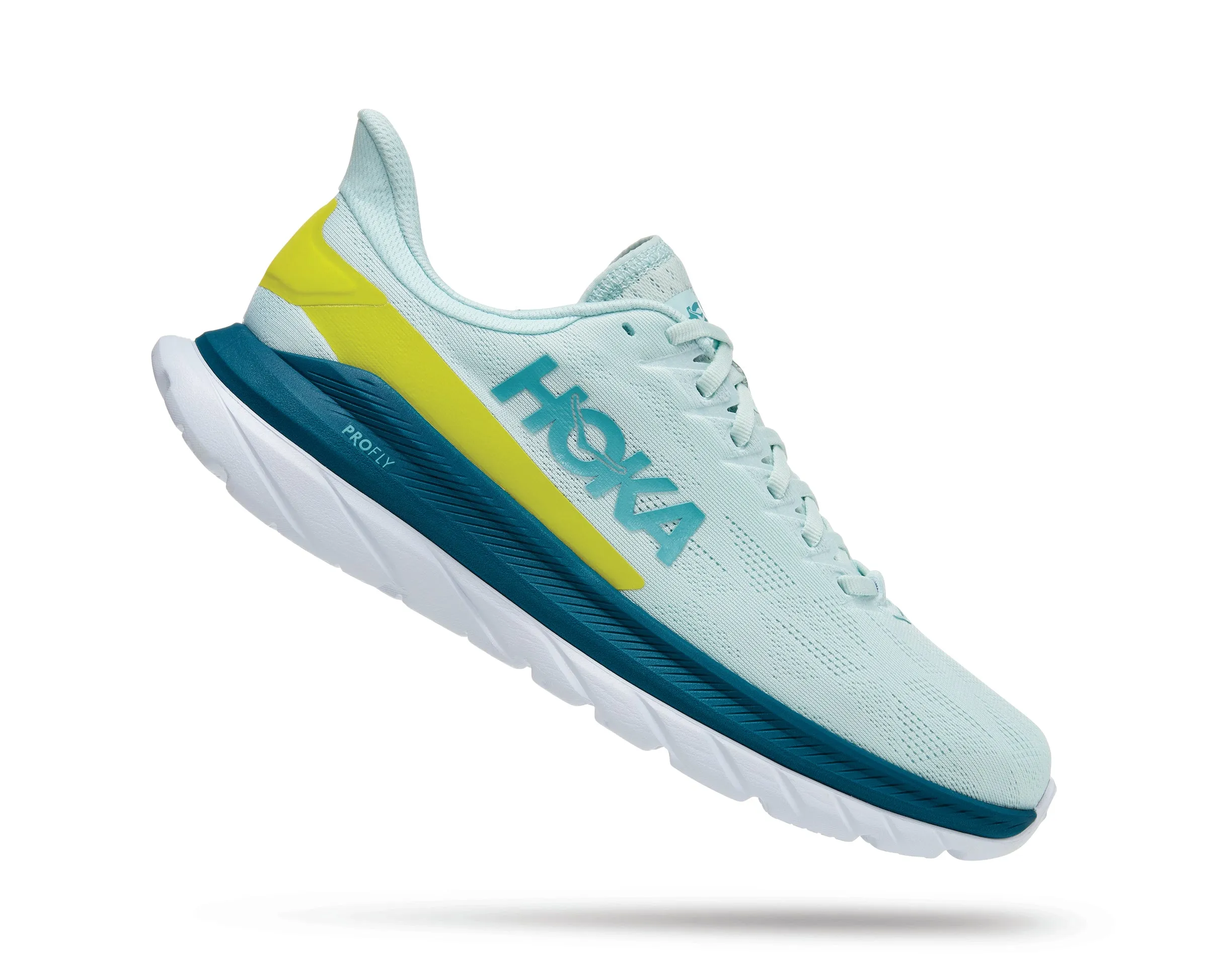 Men's Hoka Mach 4 Color: Blue Glass / Evening Primrose