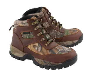 Milwaukee Leather MBM9141 Men's Brown Waterproof Hiking Boots with Mossy Oak Print