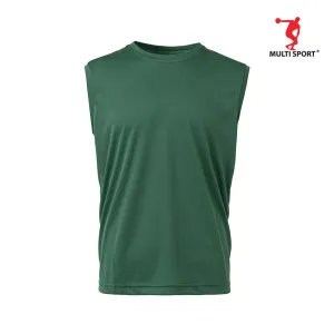 MULTISPORT SLEEVELESS MINI EYELET ROUND NECK PLAIN TEE (ARMY GREEN)