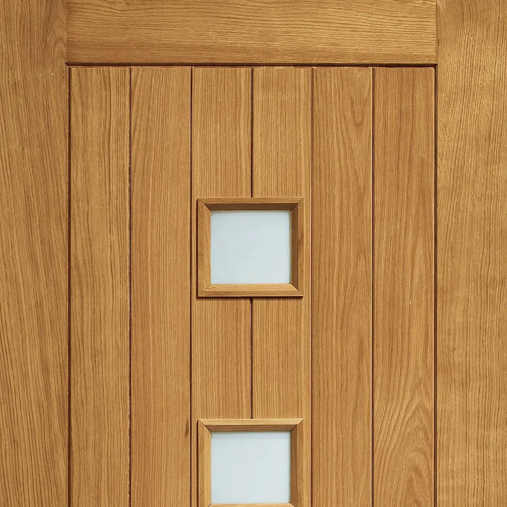 Prefinished Siena Oak Front Door and Frame Set - Frosted Double Glazing