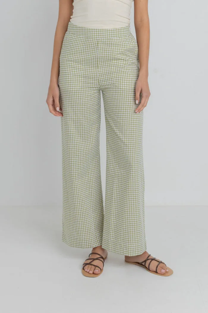 Rhythm Lana Gingham Pant - GREEN