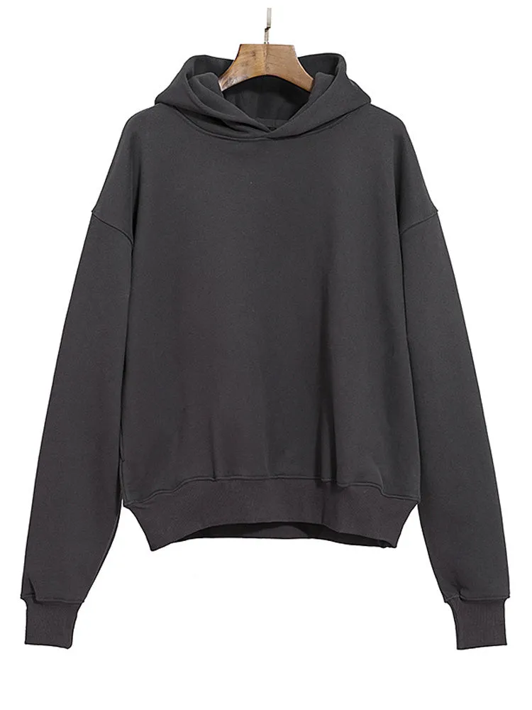 Simple Solid Color Fleece Hoodie