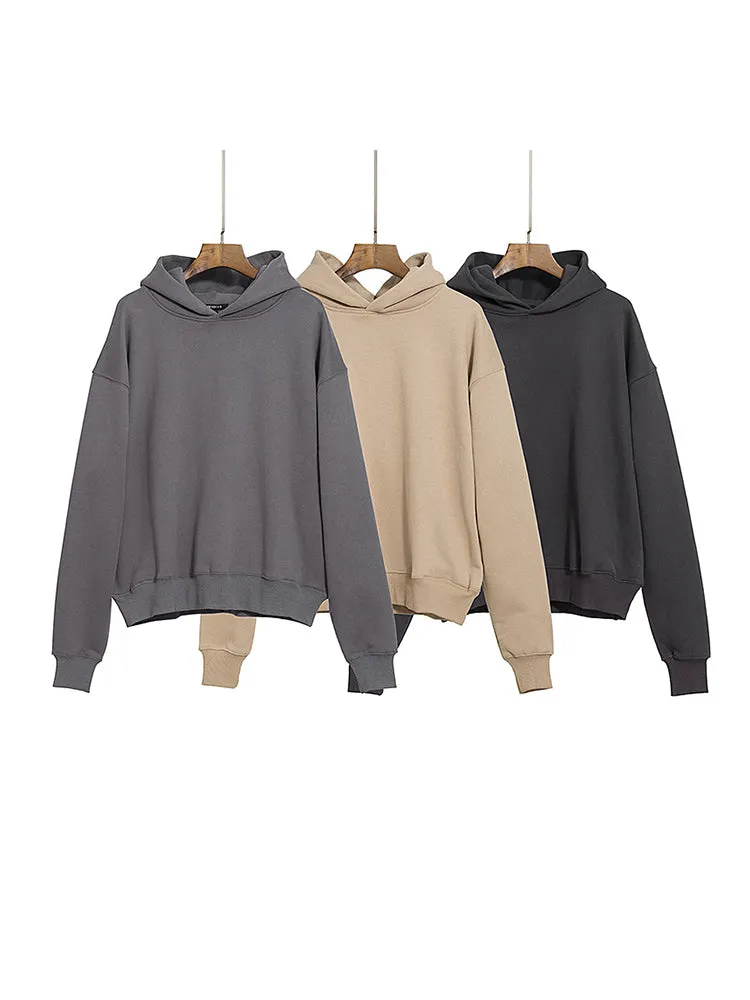 Simple Solid Color Fleece Hoodie