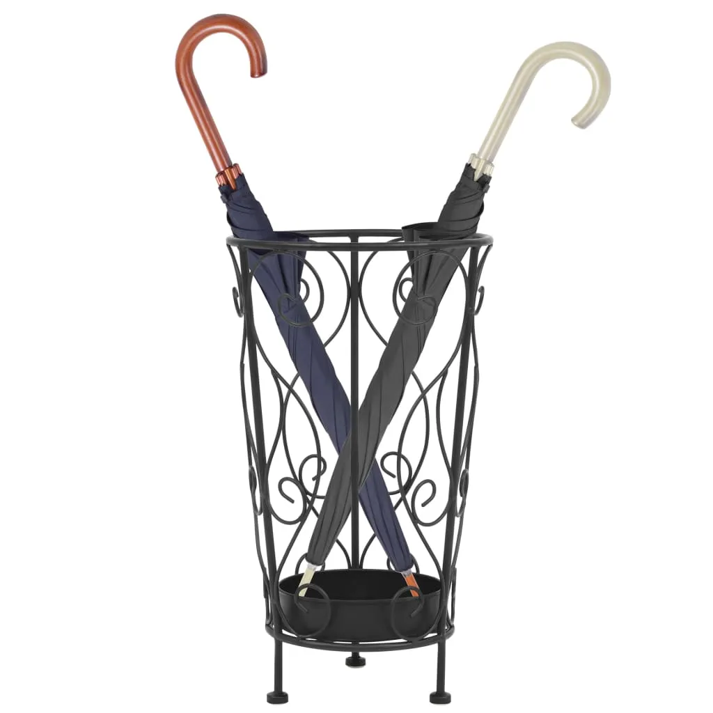 Umbrella Stand Vintage Style Metal 26x46 cm Black