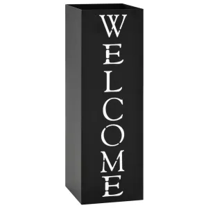 Umbrella Stand Welcome Steel Black