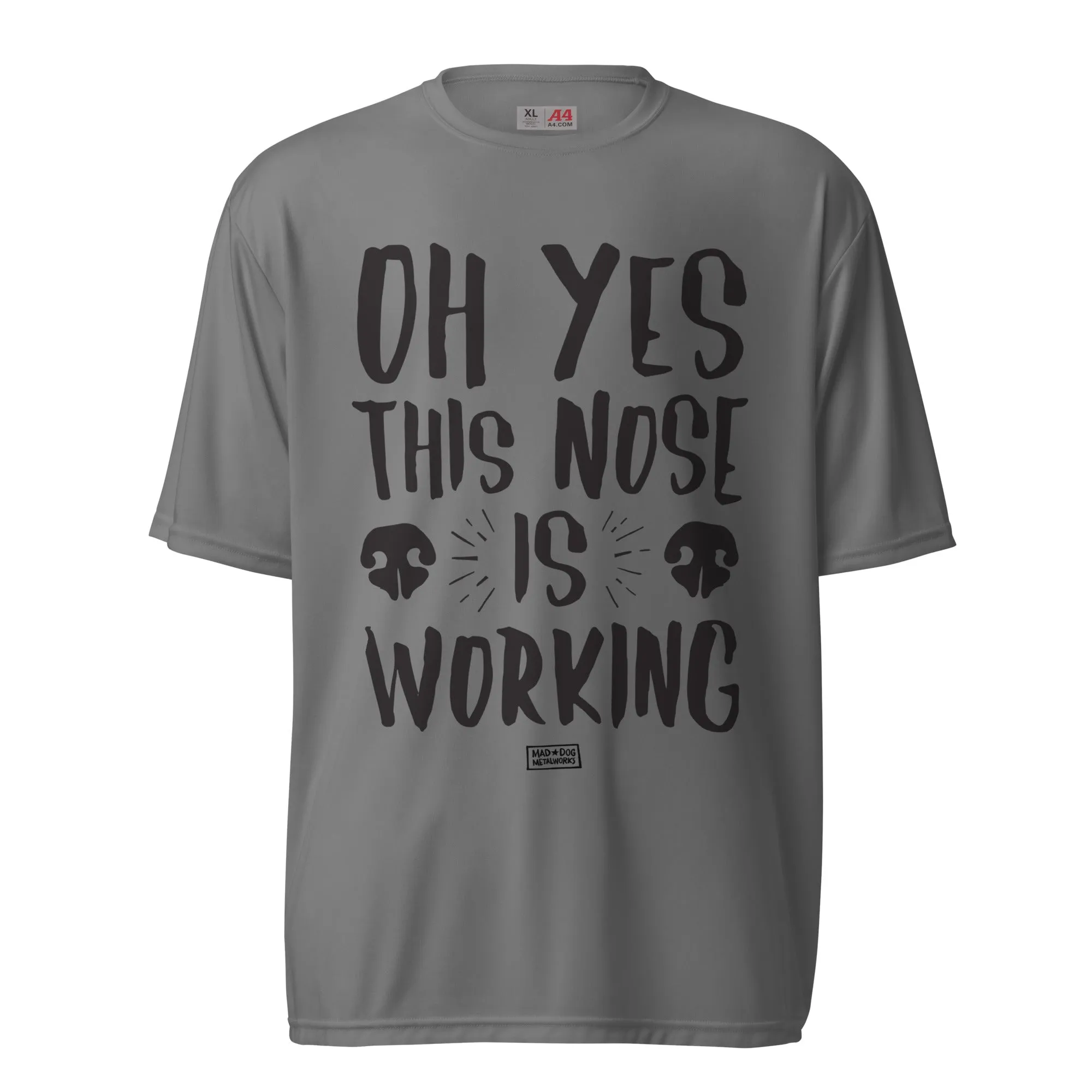 unisex performance crew neck shirt: this nose is working (light colors)