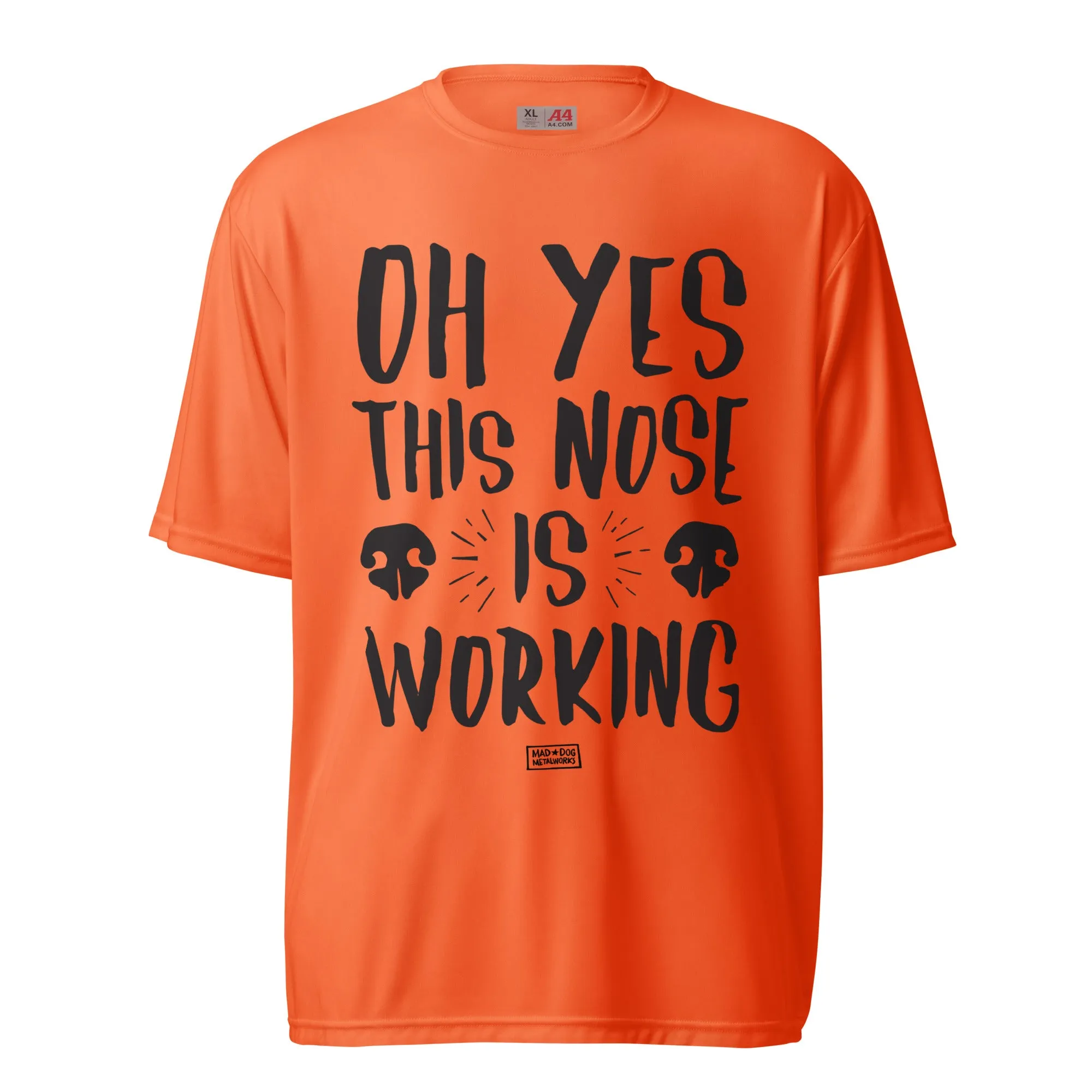 unisex performance crew neck shirt: this nose is working (light colors)