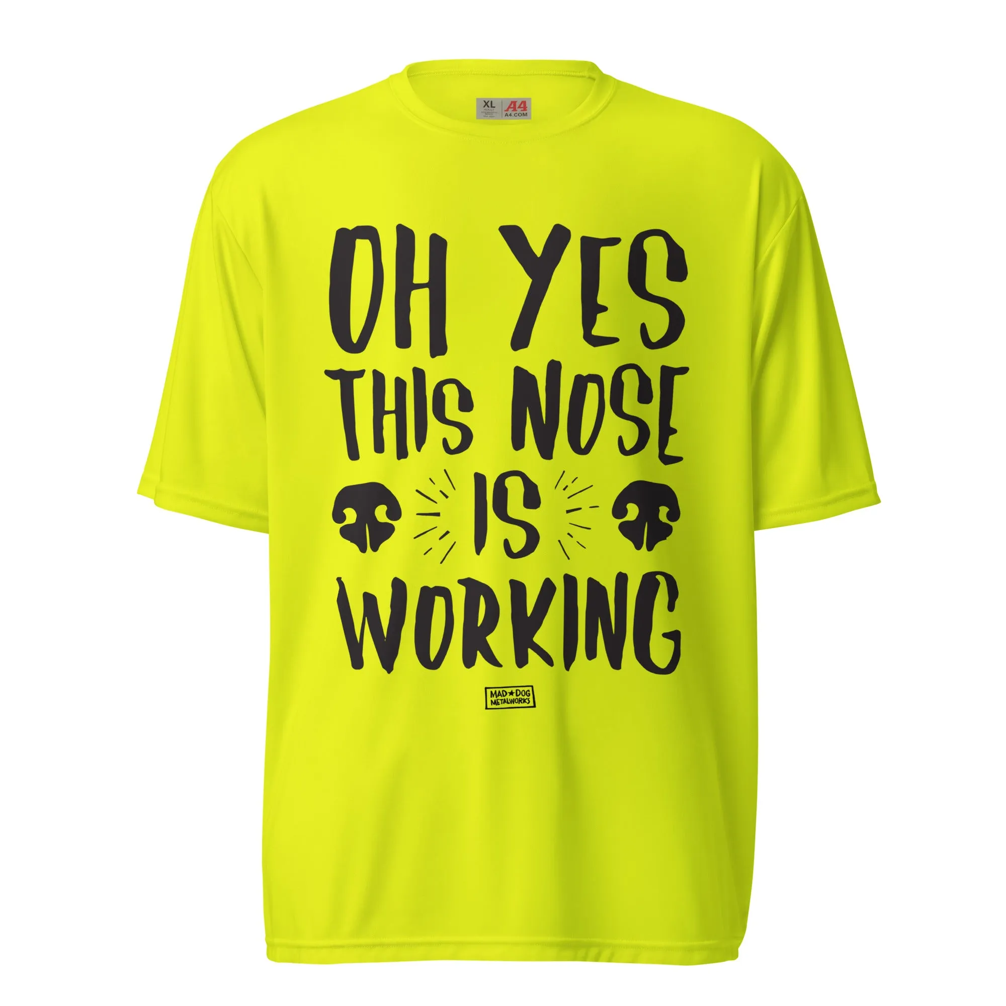 unisex performance crew neck shirt: this nose is working (light colors)