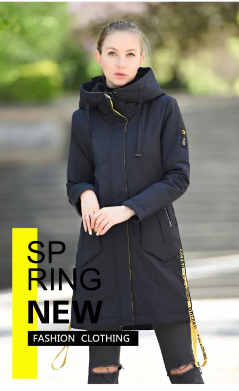 Women Luxury Sustans Fibre Technology Windproof Long Hooded Jacket