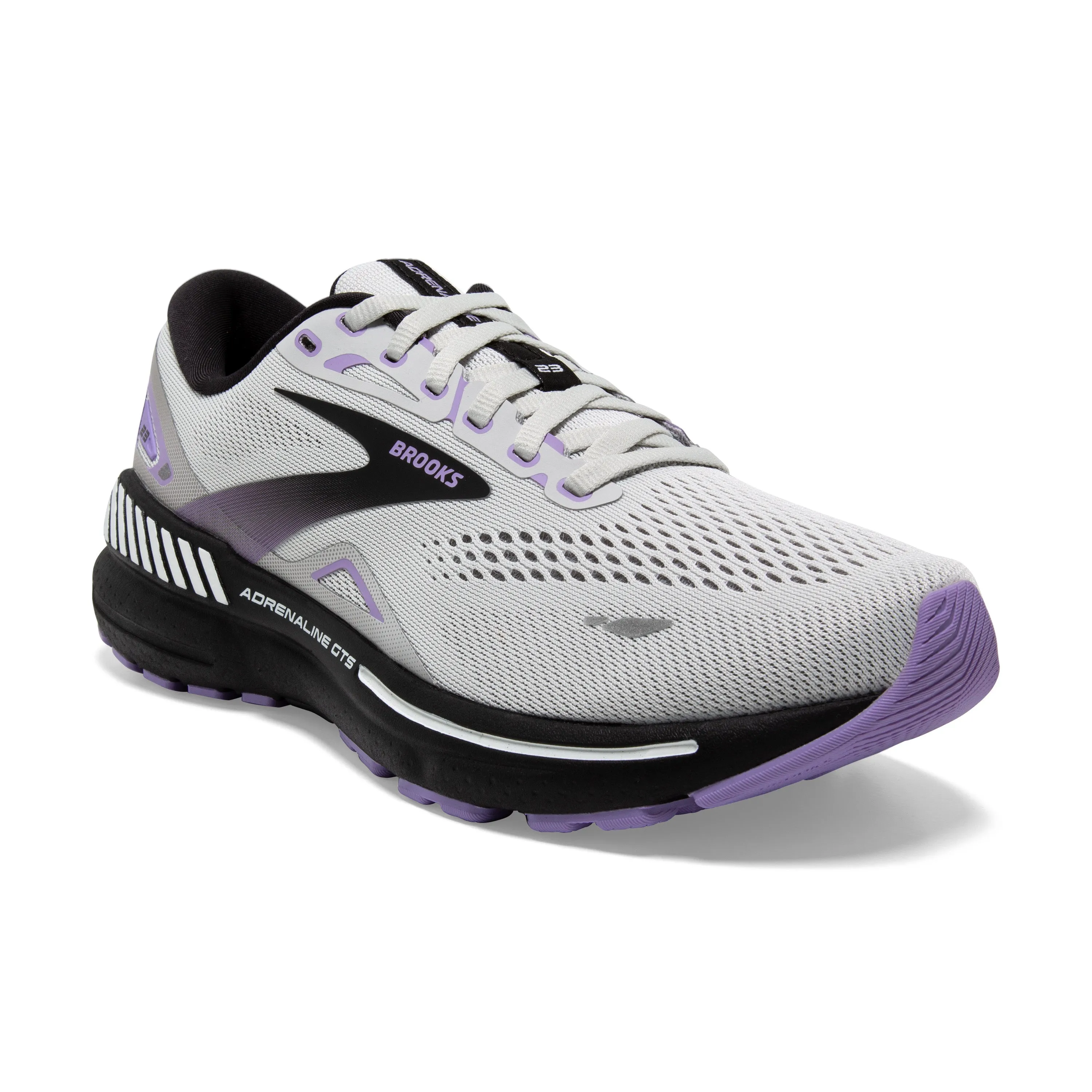 Women's Brooks Adrenaline GTS 23 1203811D039 Color: Grey/Black/Purple (WIDE WIDTH)