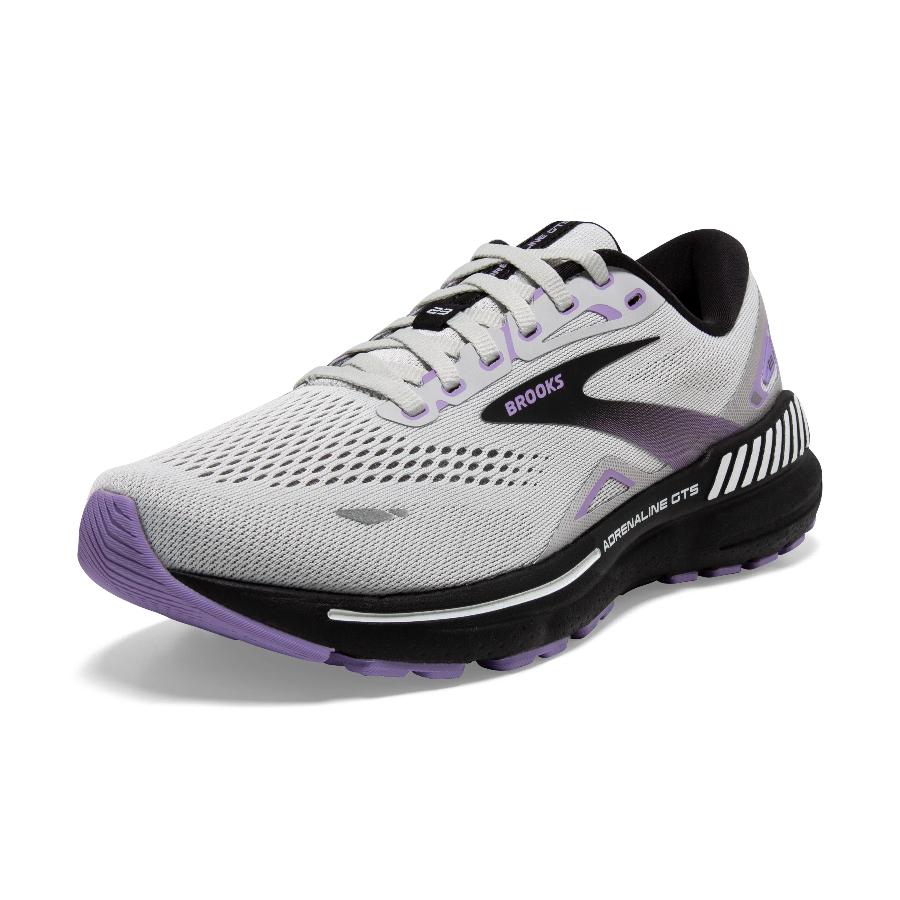 Women's Brooks Adrenaline GTS 23 1203811D039 Color: Grey/Black/Purple (WIDE WIDTH)