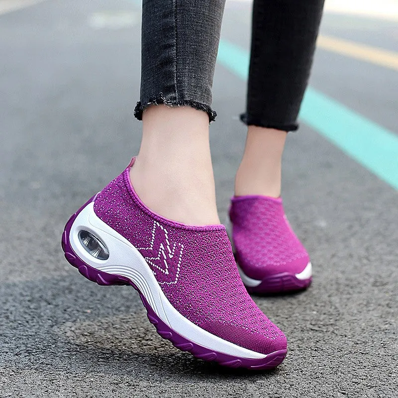 Women's comfortable lightweight breathable mesh shoes rubber