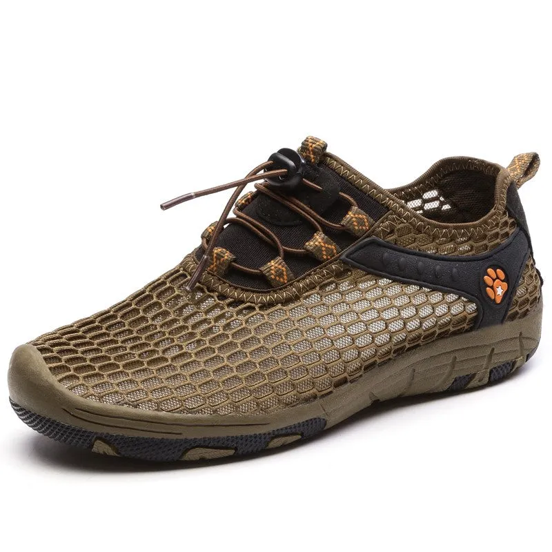 Women's hollowed-out breathable lightweight flat hiking sneakers