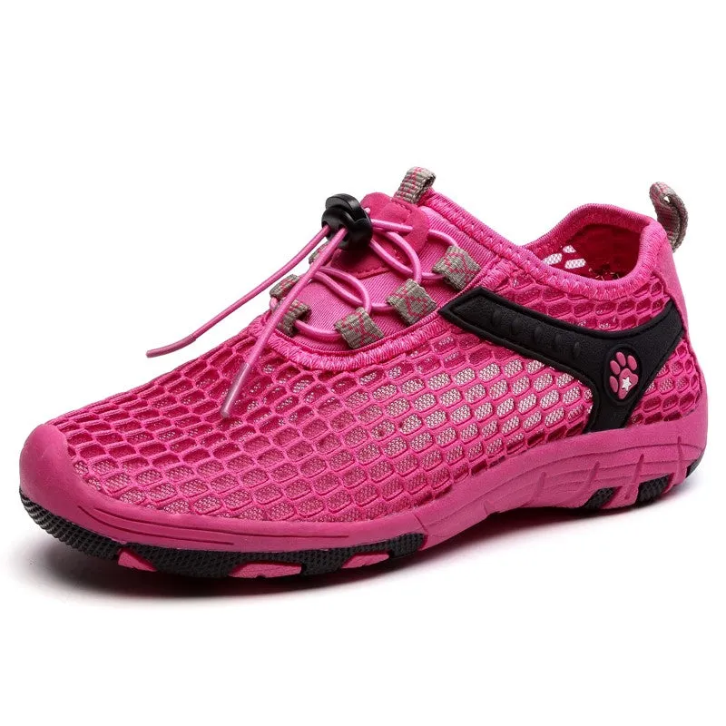 Women's hollowed-out breathable lightweight flat hiking sneakers